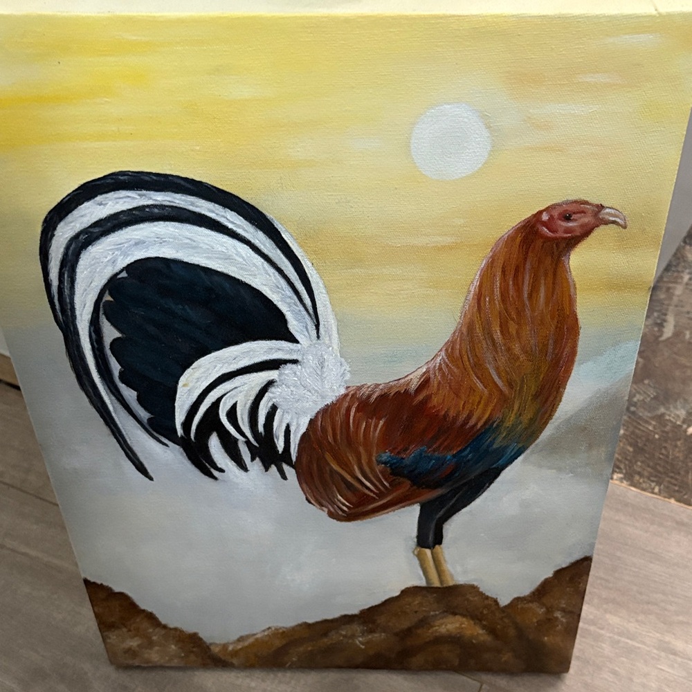 Majestic Rooster Canvas Art in Warm Tones
